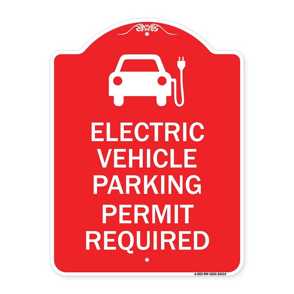 Electric Vehicle Parking Permit Required With Electric Car Graphic, A-DES-RW-1824-24114
